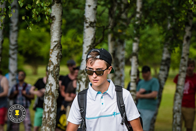 Eagle McMahon has his eyes on a victory after setting a course record during the European Masters' second round. Photo: Eino Ansio, Disc Golf World Tour