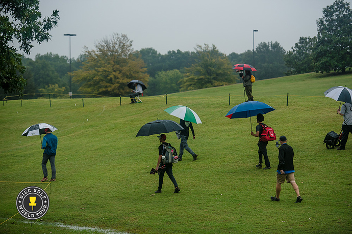 With conditions set to be worse than they were Friday (above), USDGC officials decided to cancel the event. Photo: Eino Ansio, Disc Golf World Tour
