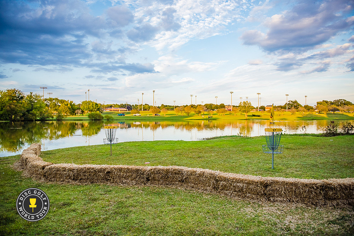 Winthrop Gold's iconic island hole will not be played during the USDGC's final round due to inclement weather. Photo: Eino Ansio, Disc Golf World Tour