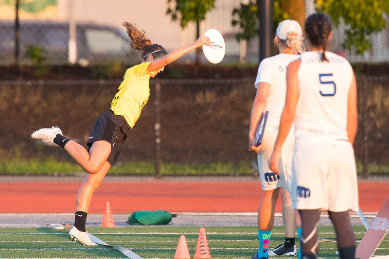 All-Star Kate Scarth toes the line for a goal in Tuesday's game against Fury. Photo: Rodney Chen -- UltiPhotos.com