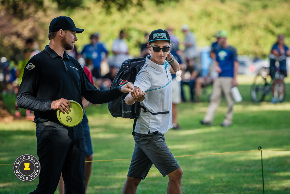 Jeremy Koling (left) trails Eagle McMahon by four shots heading into round three of the USDGC. Photo: Eino Ansio, Disc Golf World Tour