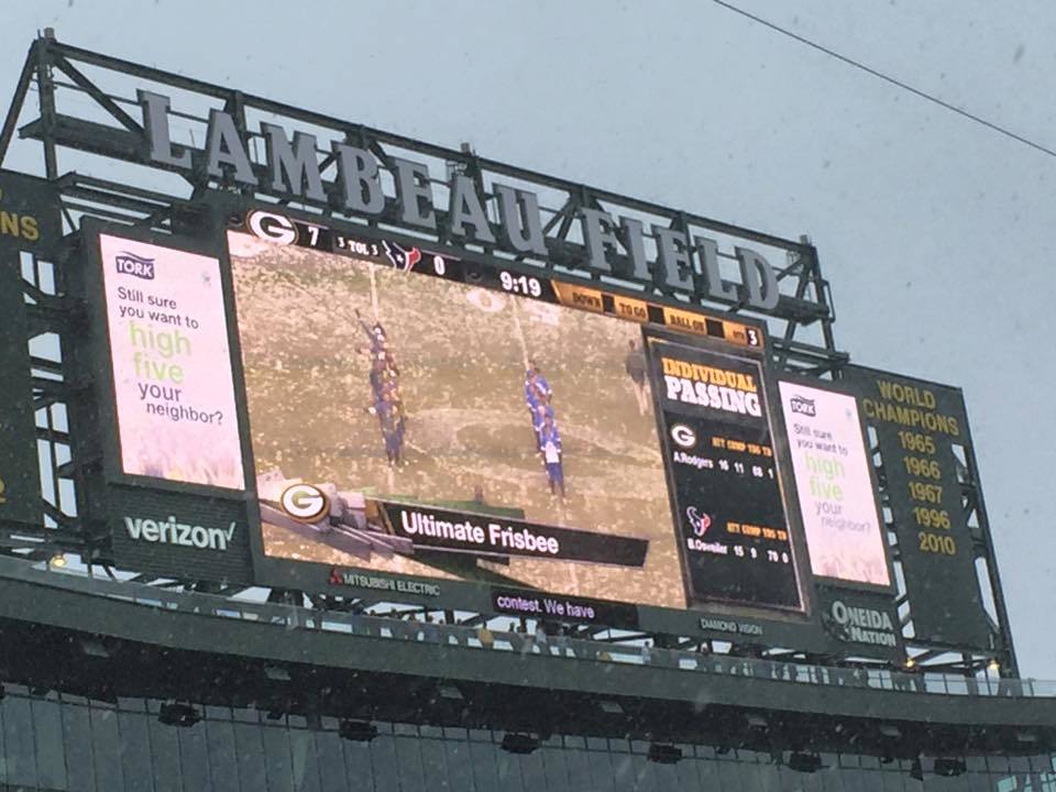 The Packers' scoreboard during halftime. Photo: AUDL.